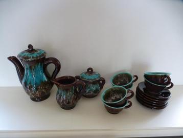 SERVICE À CAFÉ RÉTRO en faïence émaillée, Service complet, Enlèvement ou Envoi, Poterie, Comme neuf