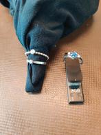 3 zilveren ringen met stempel., Handtassen en Accessoires, Kettingen, Blauw, Zo goed als nieuw, Zilver, Ophalen