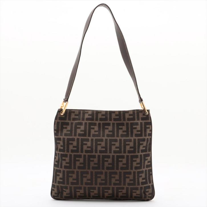 Fendi FF Zucca schoudertas, Handtassen en Accessoires, Tassen | Damestassen, Gebruikt, Handtas, Bruin, Verzenden