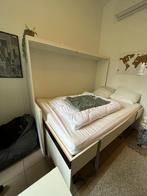 Bed - Bureau combinatie studentenkamer, Huis en Inrichting, Slaapkamer | Bedden, Gebruikt, 140 cm, Wit, Hout