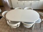 Witte eettafel 160x90 met 6 stoelen, Ophalen, Zo goed als nieuw, Ovaal