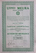 Usines Meura - Warchin - action de 500 francs -1952, Enlèvement ou Envoi, 1950 à 1970, Action