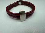 Delvaux leren armband in zilver en donkerrood/bordeaux, Ophalen of Verzenden, Gebruikt, Leer