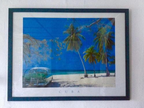 CUBA-kader (85x65) met iconische vintage classic Amerian car, Huis en Inrichting, Woonaccessoires | Lijsten, Zo goed als nieuw
