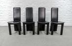Cidue stijl leren vintage design eetkamerstoelen. Italië 70s, Huis en Inrichting, Stoelen, Gebruikt, Zwart, Leer, Vier