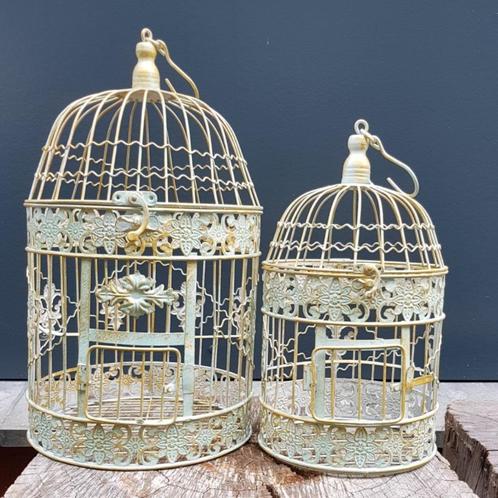 Ronde smeedijzeren vogelkooi in 2 maten voor binnen & buiten, Antiek en Kunst, Curiosa en Brocante, Ophalen of Verzenden