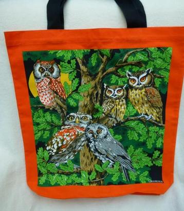 sac à main shopper avec chouette bordure orange Kreier, Enlèvement ou Envoi, Neuf, Autres couleurs, Shopper