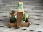 Antiek houten draagkrat met plantjes • uniek stuk, Moins de 50 cm, Enlèvement ou Envoi, Utilisé, X