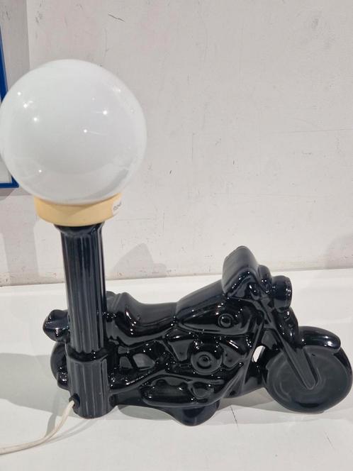 Motor lamp van keramiek - Zwart met glazen bol - Jaren '80, Verzamelen, Retro, Huis en Inrichting, Ophalen of Verzenden