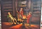 Bibliotheek scène - oliedoek gesigneerd P. REYCKAERT, Antiek en Kunst, Kunst | Schilderijen | Klassiek, Ophalen of Verzenden
