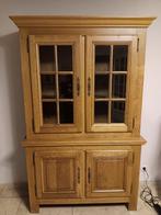 Vitrine en chêne clair massif, 4 portes - Vintage, Ophalen, 100 tot 150 cm, Eikenhout, 150 tot 200 cm