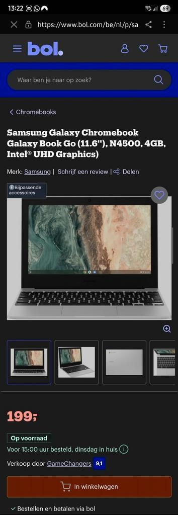 Nieuwe Galaxy Chromebook Go (11.6"), N4500, 4GB, beschikbaar voor biedingen