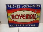 Prachtige dubbelzijdige geëmailleerde Novemail plaat, Verzamelen, Ophalen of Verzenden, Zo goed als nieuw, Reclamebord
