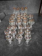 Lot kristallen Boheemse glazen met vergulde rand., Antiek en Kunst, Antiek | Glaswerk en Kristal, Ophalen