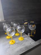 6 nieuwe schweppes glazen met gele voet, Verzamelen, Glas en Drinkglazen, Ophalen, Nieuw