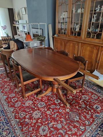 Franse kwaliteits Bruine eetkamer  tafel +  6 stoelen  beschikbaar voor biedingen