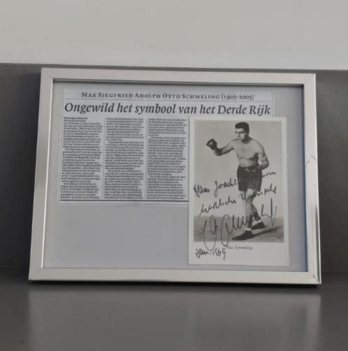 Max Schmeling- gesigneerde fotokaart, Verzamelen, Militaria | Tweede Wereldoorlog, Overige soorten, Foto of Poster, Ophalen of Verzenden