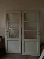 2 houten binnendeuren met ramen, Doe-het-zelf en Bouw, Deuren en Vliegenramen, Ophalen, Gebruikt, Minder dan 80 cm, Binnendeur