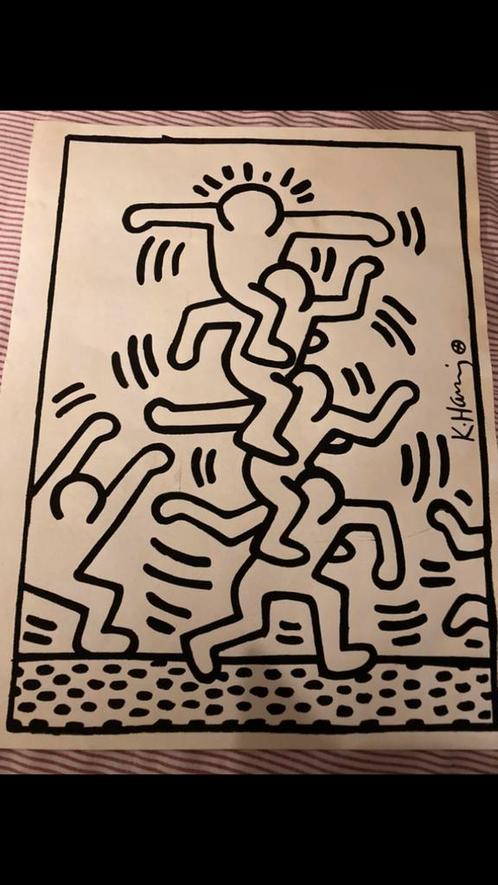 Dessin signé Keith Haring + certificat Keith Haring Estate, Antiquités & Art, Art | Peinture | Moderne