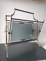 70s vintage design magazinehouder met glas Hollywood Regency, Ophalen, Gebruikt