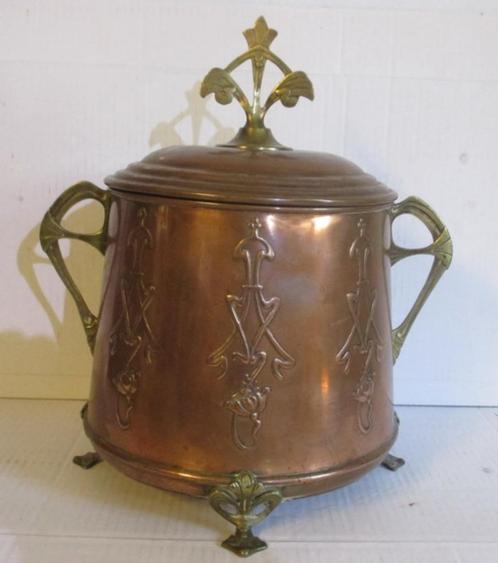 imposante art nouveau WMF punch bowl geel rood koper  10, Antiek en Kunst, Curiosa en Brocante, Verzenden