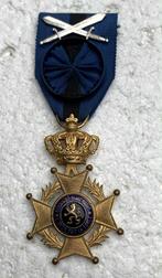 Medaille, Officier Leopold-II Orde, 2-taal FR-NL + Zwaarden, Enlèvement ou Envoi, Armée de terre, Ruban, Médaille ou Ailes
