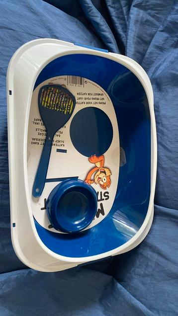 Bac de litière pour chat 39/50 cm avec pelle et gamelle, Enlèvement, Comme neuf