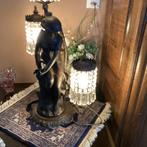 Bronzen beeld  met kristallen glazen , antiek ? 88 cm, Antiek en Kunst, Kunst | Beelden en Houtsnijwerken, Ophalen