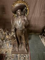 Groot terracotta beeld herder met hond., Antiek en Kunst, Ophalen