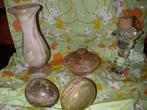 Eiervaas, kleine onyxpot en kristallen kandelaar - lot 15€, Antiek en Kunst, Ophalen of Verzenden
