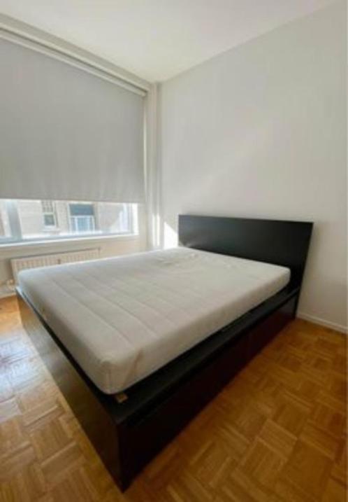 Malm bed (160x200), incl. 2 opberglades, lattenbodem, matras, Maison & Meubles, Chambre à coucher | Lits, Utilisé, Deux personnes