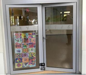 partij dubbele deuren alu grijs met veiligheidsglas  reyaers beschikbaar voor biedingen