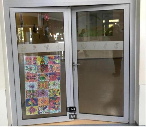 partij dubbele deuren alu grijs met veiligheidsglas  reyaers, Doe-het-zelf en Bouw, Deuren en Vliegenramen, Gebruikt, Buitendeur