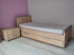 Uitschuifbaar bed met lade en unit met 2 laden op wielen, Ophalen, Eenpersoons, 200 cm, Hout