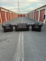 Chesterfield Lounge, Huis en Inrichting, Zetels | Zetels, 150 tot 200 cm, Rechte bank, Vierpersoons of meer, Leer