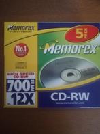 5 CD-RW's met een geheugen van 700 MB, Ophalen of Verzenden, Nieuw, Cd, Memorex