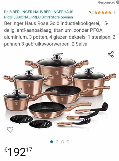 Set de casseroles Berlinger Haus Or Rose - 15 pièces, Maison & Meubles, Cuisine | Casseroles & Poêles, Neuf, Ensemble de casseroles