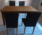 Eiken Eettafel + 4 stoelen van Ikea, Ophalen, Gebruikt, Eikenhout, 50 tot 100 cm