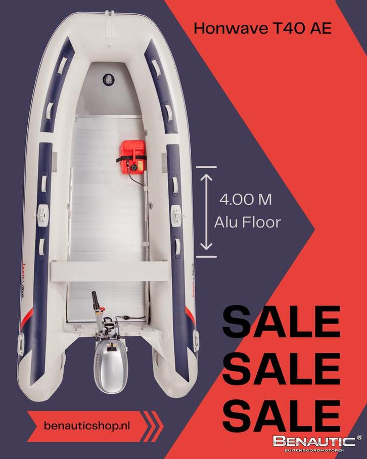 Honwave T40AE3: Ruime en stabiele rubberboot voor 7 pers., Watersport en Boten, Rubberboten, Nieuw, Overige merken, Minder dan 70 pk