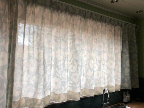 2 gordijnen, Huis en Inrichting, Stoffering | Gordijnen en Lamellen, Zo goed als nieuw, Beige, Groen, Ophalen