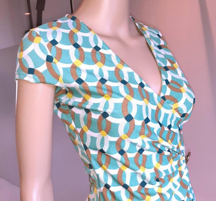 Korte jurk turquoise patroon LolaLiza XS-34, Kleding | Dames, Jurken, Nieuw, Maat 34 (XS) of kleiner, Blauw, Boven de knie, Verzenden