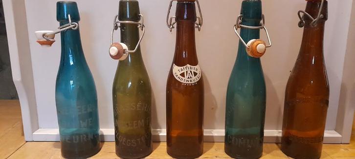Oude vintage Belgische beugelflessen jaren50-60, Verzamelen, Biermerken, Gebruikt, Flesje(s), Ophalen of Verzenden