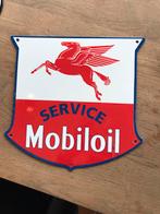 Mobiloil emaille reclamebord, Verzamelen, Ophalen of Verzenden, Zo goed als nieuw, Reclamebord