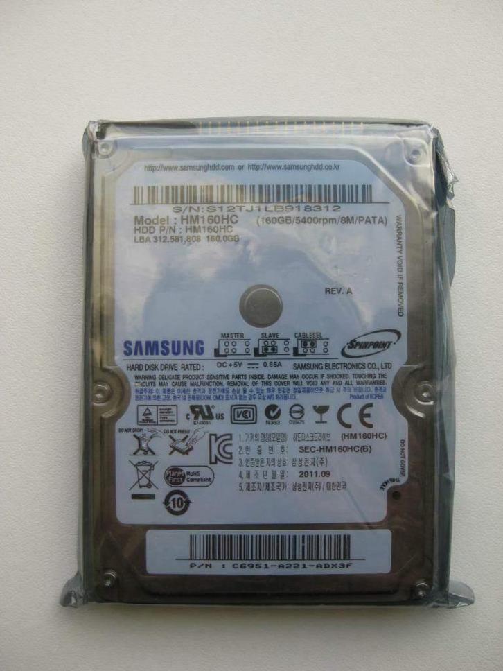Nieuwe Samsung 160GB 2,5" IDE laptop harddisk, Computers en Software, Harde schijven, Zo goed als nieuw, Laptop, Intern, HDD, IDE