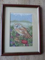 Tableau hibou au points de croix, Hobby & Loisirs créatifs, Broderie & Machines à broder, Enlèvement, Utilisé, Autres types