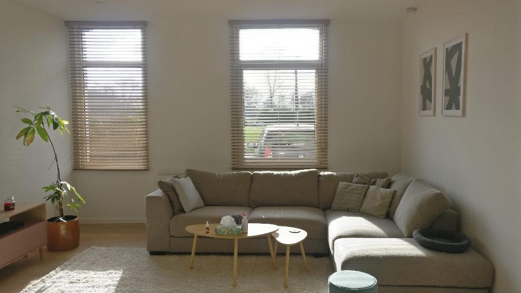 Lamellen bamboe, Ophalen, 100 tot 150 cm, Bruin, Zo goed als nieuw