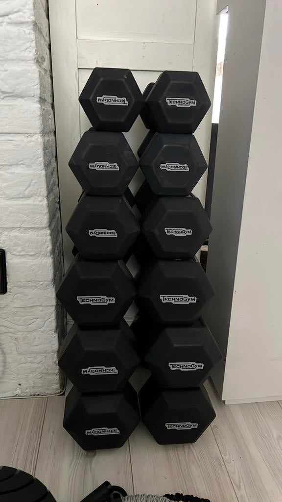 Hexagone Dumbbell Set - Technogym, Sports & Fitness, Équipement de fitness, Enlèvement, Comme neuf, Bras, Haltère