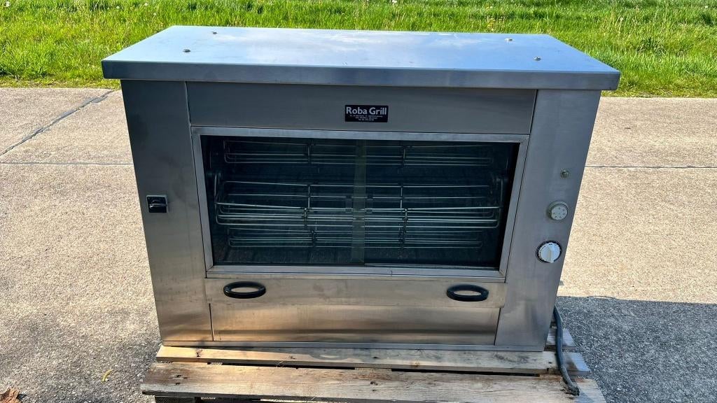 RVS kippen grill rotisserie Roba Grill, Tuin en Terras, Elektrische barbecues, Gebruikt, Ophalen