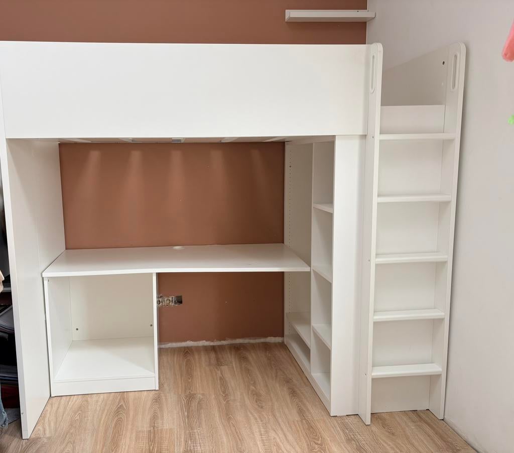 Lit en hauteur avec bureau et rangements, Maison & Meubles, Chambre à coucher | Matelas & Sommiers, Comme neuf, 90 cm, 200 cm