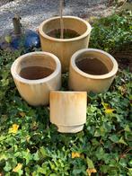 Set van lichtgele bloempotten. Geglazuurd, Tuin en Terras, Bloempotten, Ophalen, Gebruikt, Rond, Minder dan 40 cm
